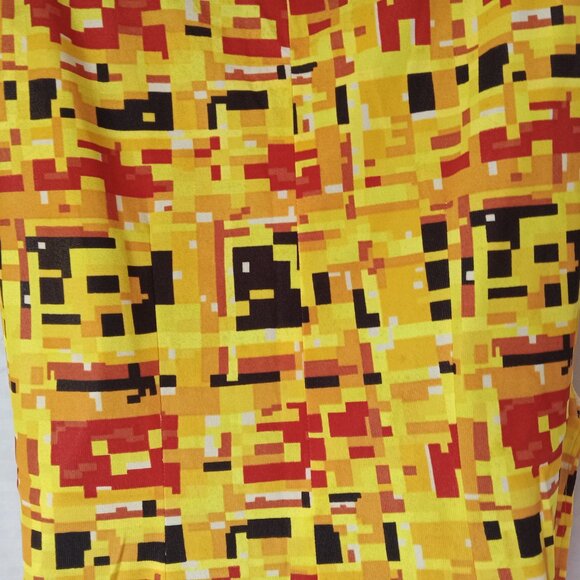 Vintage 1960s Smock Apron Mid Century Geometric Yellow Orange Handmade XL - Picture 14 of 14